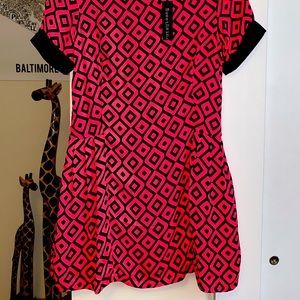 Sweet Rain Mini Dress- neon pink/black